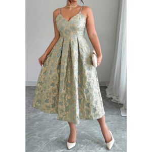 Plus Size Jacquard Spaghetti Strap Dress