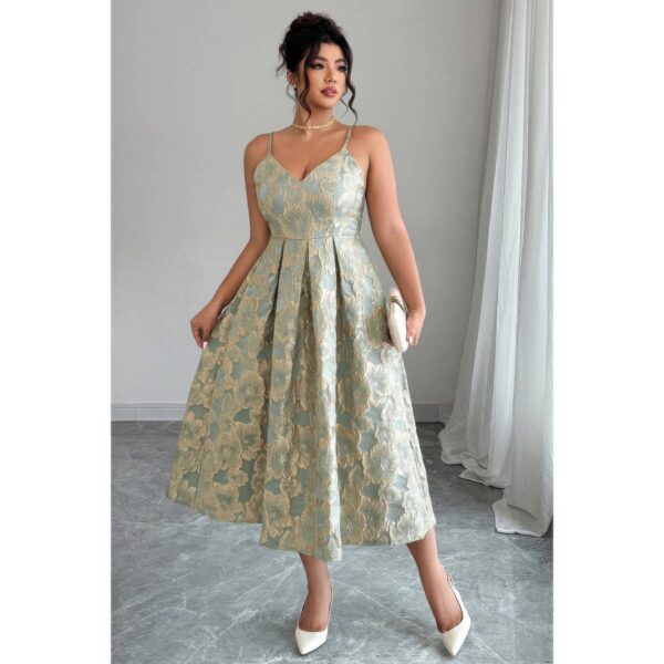Plus Size Jacquard Spaghetti Strap Dress