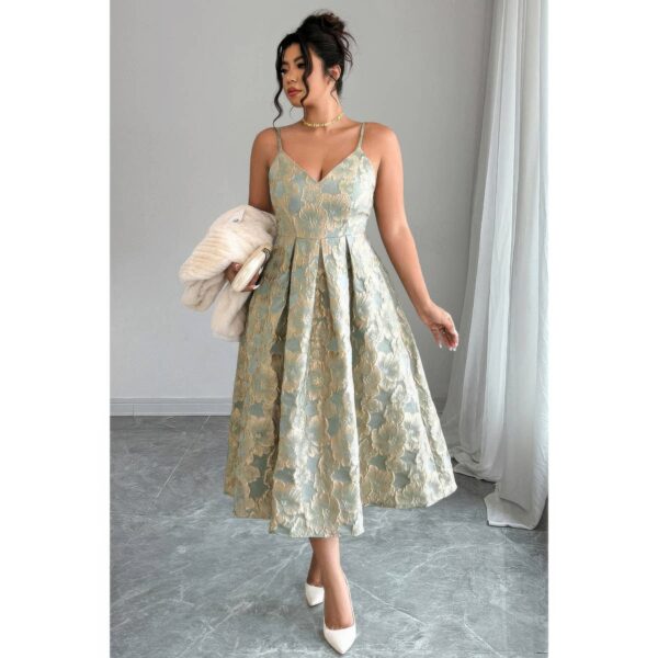 Plus Size Jacquard Spaghetti Strap Dress