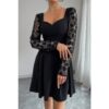 Plus Size Lace-Panel Sequin Evening Dress