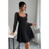 Plus Size Lace-Panel Sequin Evening Dress