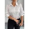 Plus Size Polka Dot Button-Up Shirt – Long Sleeve