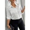 Plus Size Polka Dot Button-Up Shirt - Long Sleeve