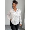 Plus Size Polka Dot Button-Up Shirt - Long Sleeve