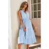 Sleeveless V-Neck A-Line Color Block Dress