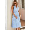Sleeveless V-Neck A-Line Color Block Dress