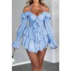 Off-Shoulder Corset Ruffle Halter Mini Dress