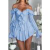 Off-Shoulder Corset Ruffle Halter Mini Dress