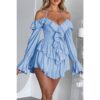 Off-Shoulder Corset Ruffle Halter Mini Dress