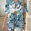 Two-Piece Floral Button-Down Set – Lightweight Stretch