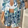 Two-Piece Floral Button-Down Set - Lightweight Stretch