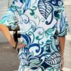 Two-Piece Floral Button-Down Set - Lightweight Stretch