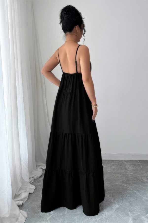 Sleeveless Suspender A-Line Maxi Dress in Viscose Blend