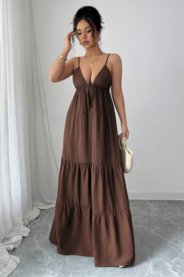 Sleeveless Suspender A-Line Maxi Dress in Viscose Blend