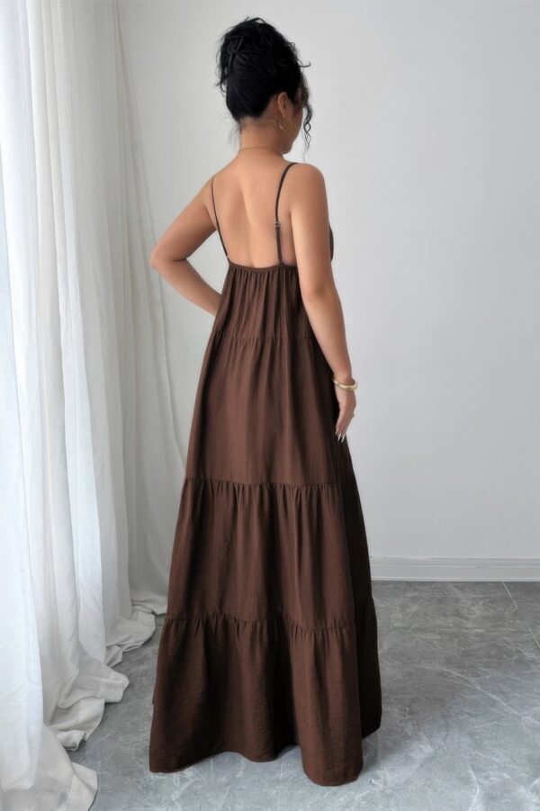 Sleeveless Suspender A-Line Maxi Dress in Viscose Blend