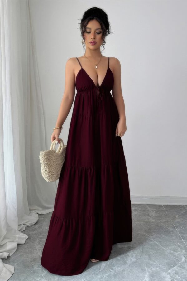 Sleeveless Suspender A-Line Maxi Dress in Viscose Blend