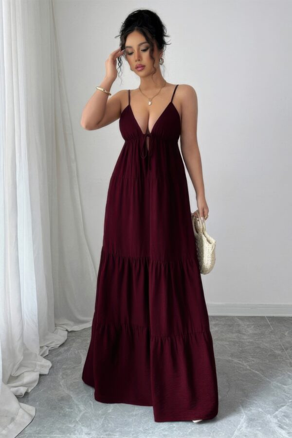Sleeveless Suspender A-Line Maxi Dress in Viscose Blend