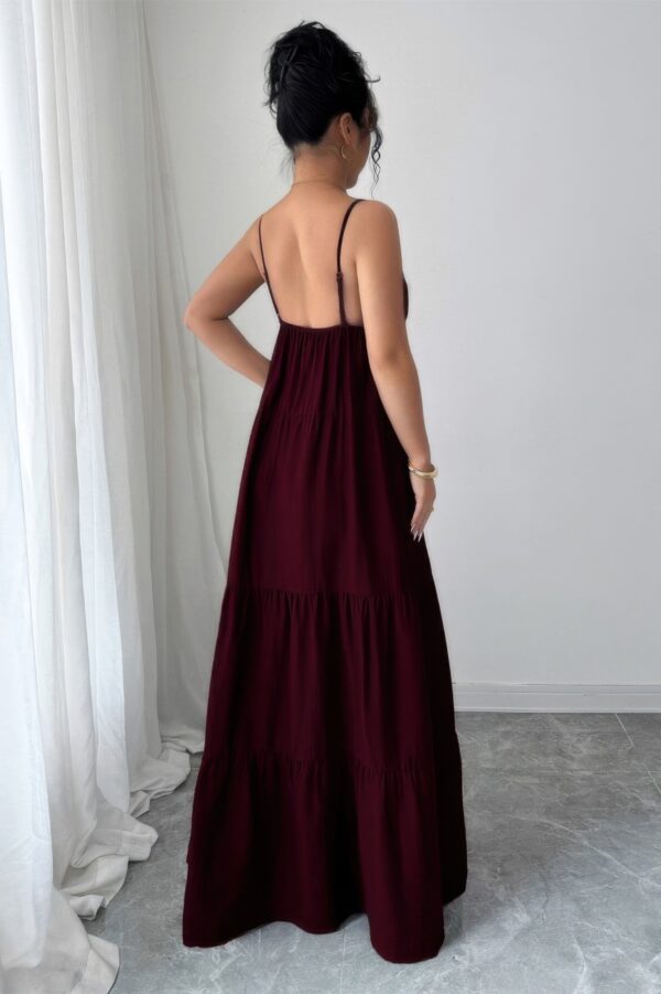 Sleeveless Suspender A-Line Maxi Dress in Viscose Blend