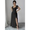 Swiss Dot Lace V-Neck A-Line Dress with Knot Back