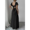 Swiss Dot Lace V-Neck A-Line Dress with Knot Back