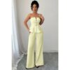 Off-Shoulder Waist-Cinched Wide-Leg Two-Piece Set