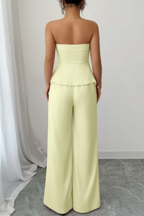 Off-Shoulder Waist-Cinched Wide-Leg Two-Piece Set