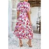 Soft-Stretch Puff-Sleeve V-Neck Floral Midi Dress