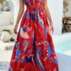 Halter Cross-Back Deep V High-Waist Dress