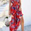 Halter Cross-Back Deep V High-Waist Dress