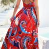 Halter Cross-Back Deep V High-Waist Dress