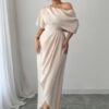 Solid One-Shoulder Cross-Ruched Cocktail Dress