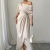 Solid One-Shoulder Cross-Ruched Cocktail Dress