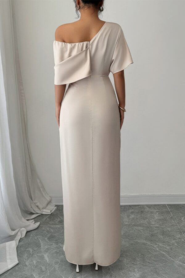 Solid One-Shoulder Cross-Ruched Cocktail Dress