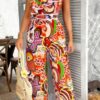 Allover Print One-Shoulder Ruffle Jumpsuit