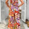 Allover Print One-Shoulder Ruffle Jumpsuit
