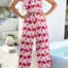 Allover Print One-Shoulder Ruffle Jumpsuit