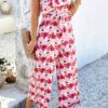Allover Print One-Shoulder Ruffle Jumpsuit