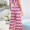 Allover Print One-Shoulder Ruffle Jumpsuit