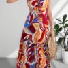 Sleeveless Front-Knot Ruched Cut-Out Maxi Dress