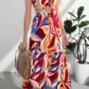 Sleeveless Front-Knot Ruched Cut-Out Maxi Dress
