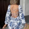 Printed Ruffle Long-Sleeve Romper