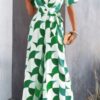 Belted Geometric Print Wide-Leg Jumpsuit