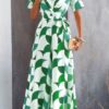 Belted Geometric Print Wide-Leg Jumpsuit
