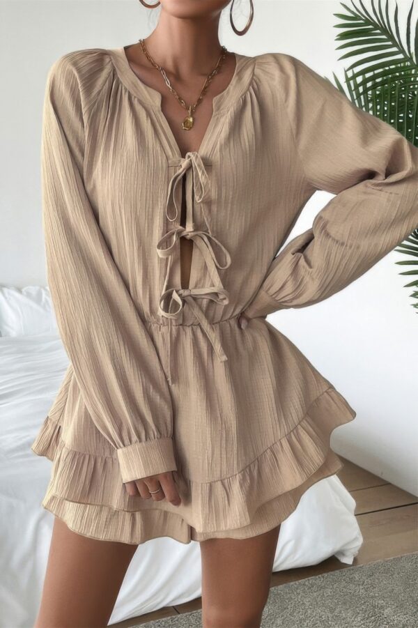 Layered Ruffle Dress with Bowknot Shoulder Straps