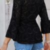 Half-Button Flounce Sleeve Peplum Blouse