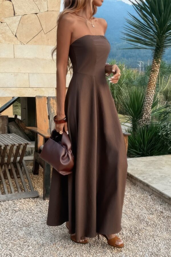 Strapless Full-Length Dress - Fitted Bodice