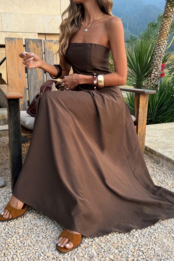 Strapless Full-Length Dress - Fitted Bodice