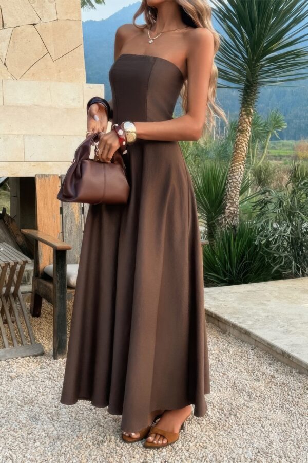 Strapless Full-Length Dress - Fitted Bodice