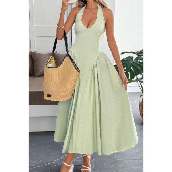 Halter Midi Sundress with Hidden Back Zipper