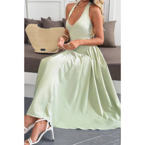 Halter Midi Sundress with Hidden Back Zipper